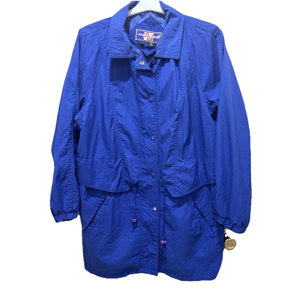 Andy Johns Mens M Nylon Anorak Windbreaker Blue Snap Front